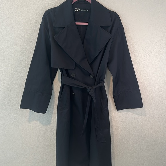 🗓️ Double-breasted Trench Coat in Navy Blue - Picture 2 of 11